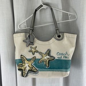 Coach canvas and leather bag with starfish